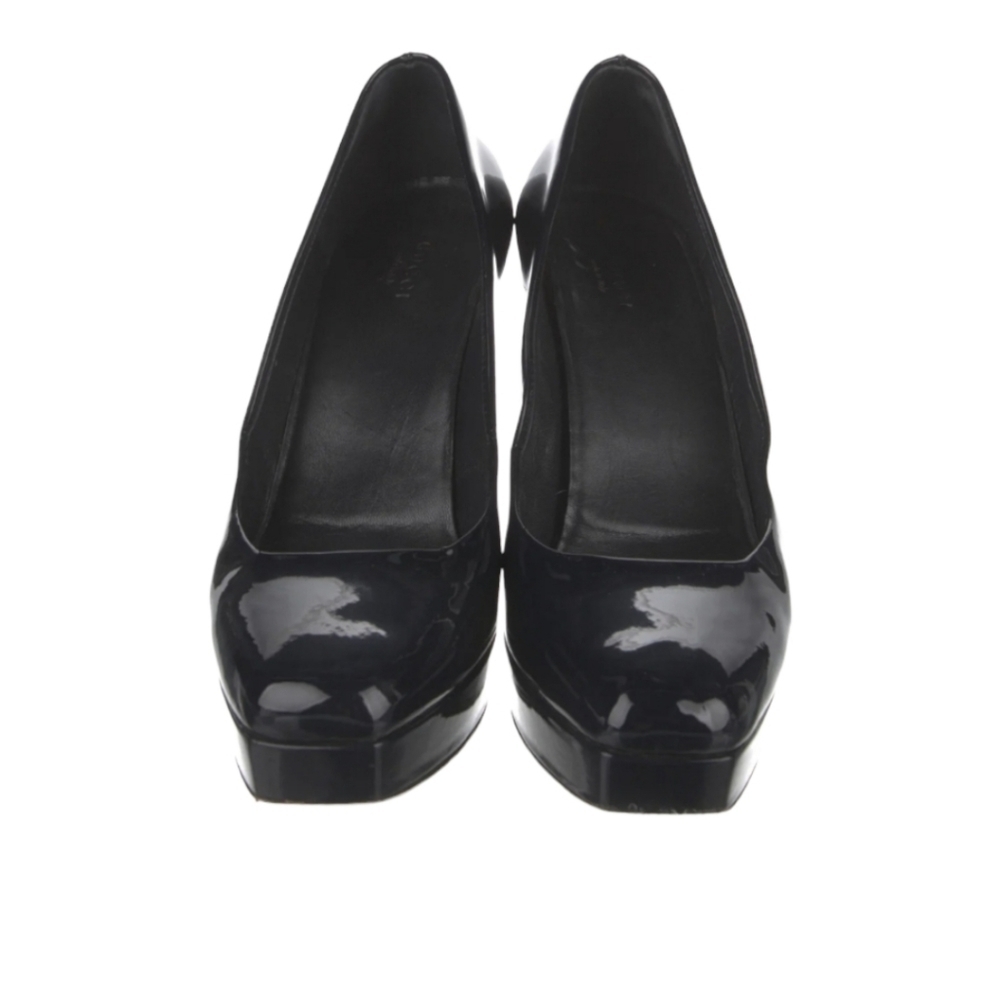 Gucci Black Patent Leather Square Toe Platform Heels